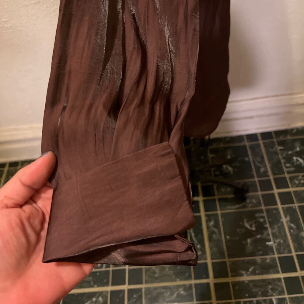 ASOS DESIGN Oversized Metallic Shirt Chocolate Size 4 - Picture 11 of 16